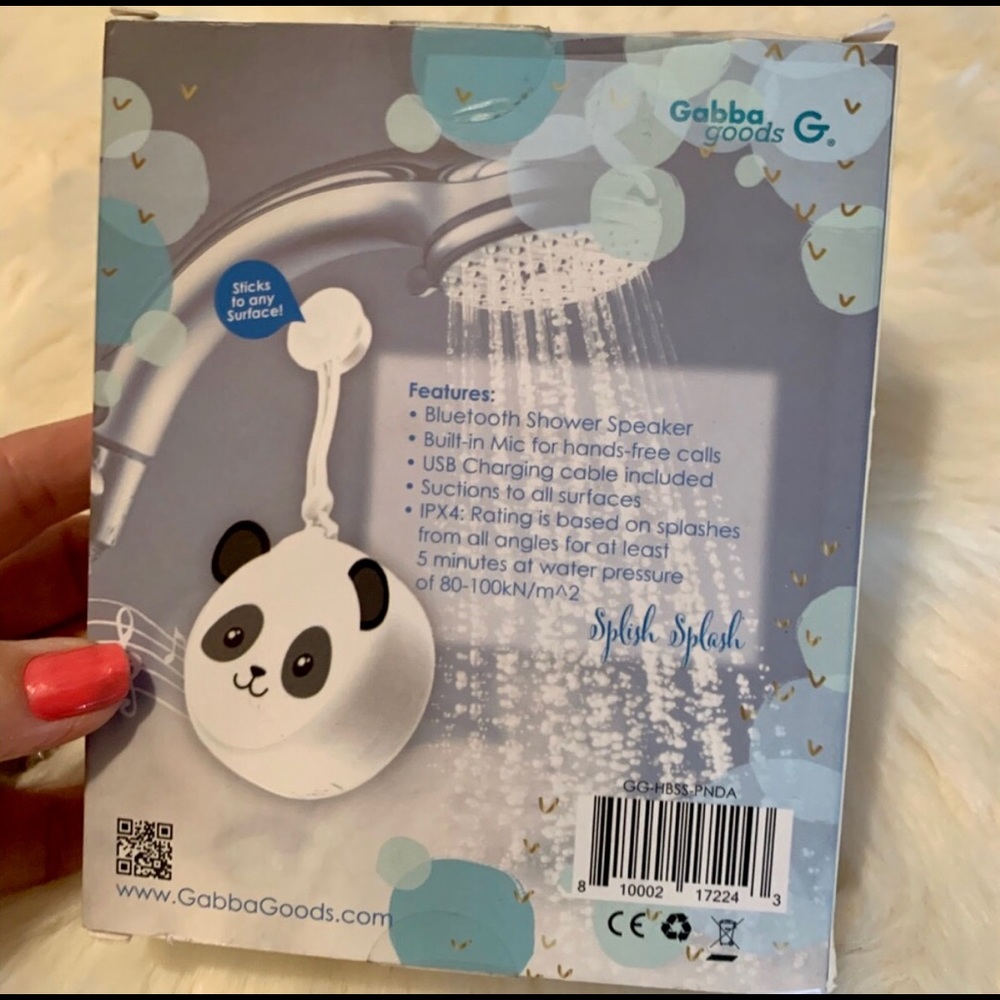 New Gabba Goode G PANDA Splish Splash Proof Shower SPEAKER Blue Tooth Portable - Picture 3 of 9